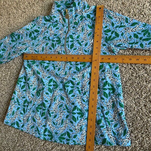Lilly Pulitzer XS Melena Popover Bon Bon Blue Leapin Half-Zip Pullover Jacket - Picture 8 of 10